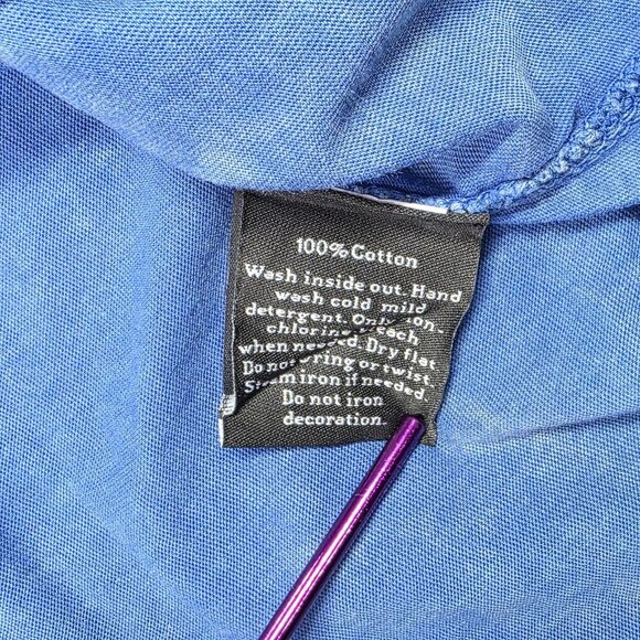 Rock & Republic Shirt Womens L Blue Wash Studded Asymmetrical Hem Top Boho Edgy - Picture 9 of 9